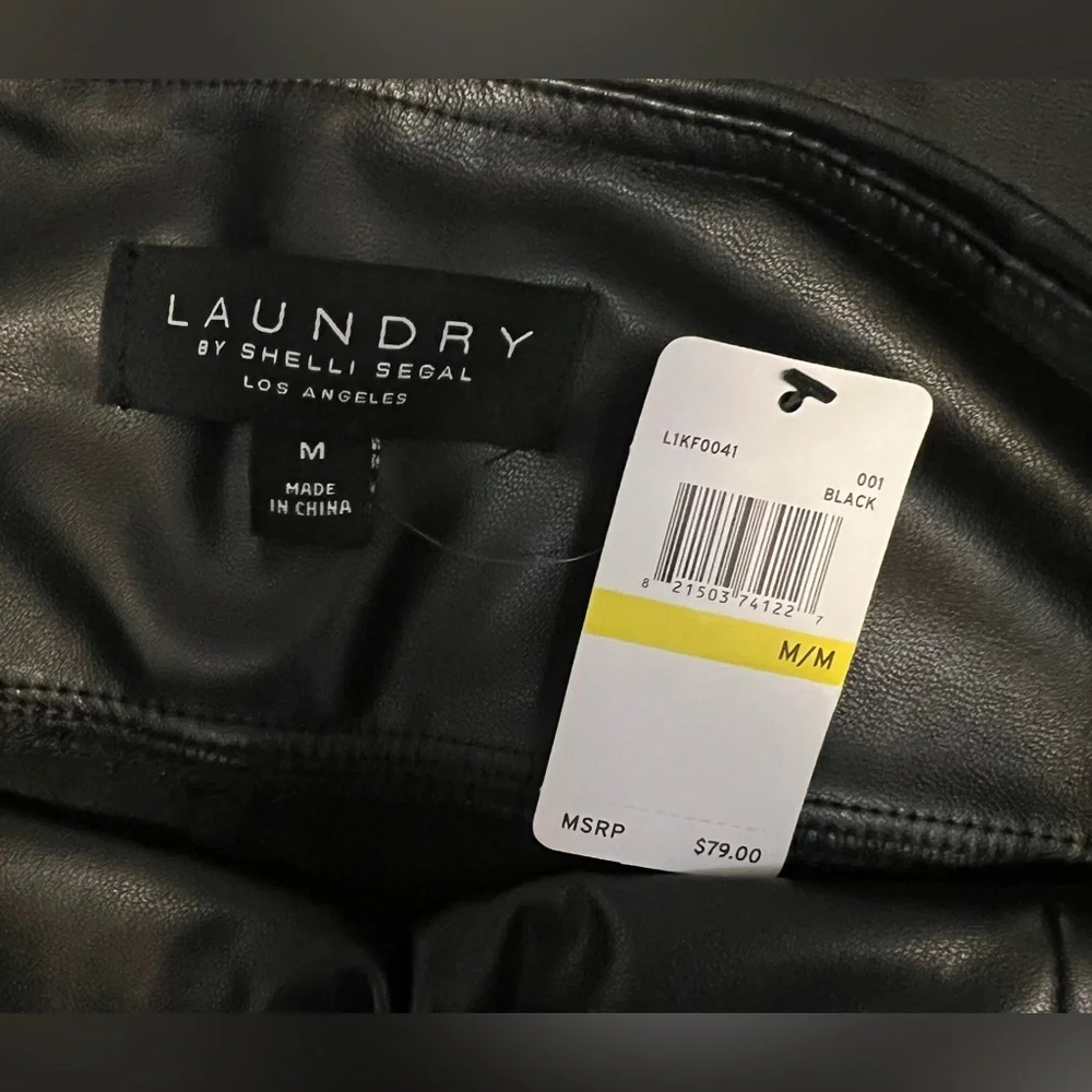NWT Laundry by Shelli Segal Black Faux Leather Leggings - Picture 5 of 6